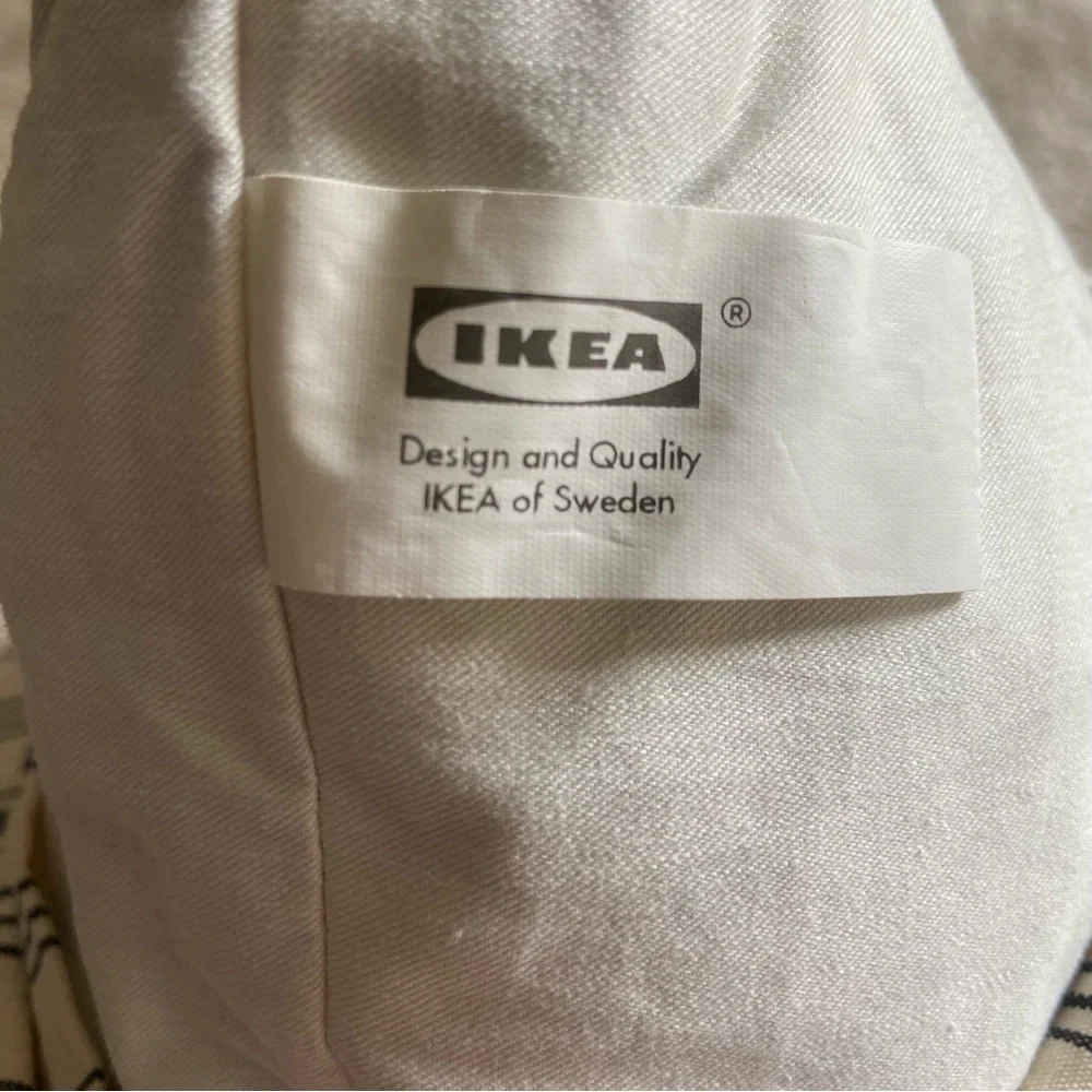 IKEA ALVINE SMAL Ticking Striped Down Pillow Removable Cover Machine Wash 20”